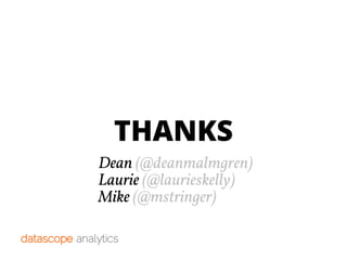 THANKS
Dean (@deanmalmgren)
Mike (@mstringer)
Laurie (@laurieskelly)
 