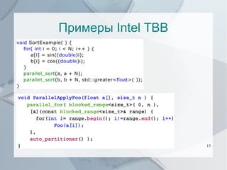 Примеры Intel TBB

13

 