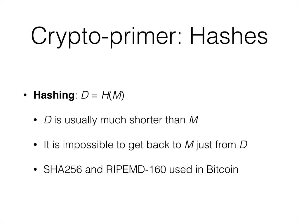 Cryptoprimer Hashes • Hashing D