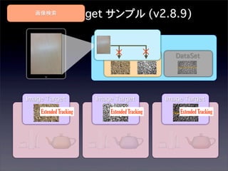 画像検索
Image Target サンプル (v2.8.9)

ARCamera

×
×DataSet

Image Target
Extended Tracking

Image Target
Extended Tracking

DataSet

Image Target
Extended Tracking

 