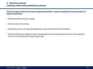 2 – Revenue stream
Looking at the book publishing industry
The best opportunity for the book publishing market is volume e...