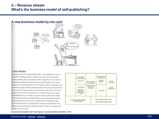 2 – Revenue stream
What’s the business model of self-publishing?

A new business model by lulu.com

Alexander Osterwalder ...