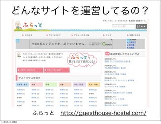 どんなサイトを運営してるの？

ふらっと http://guesthouse-hostel.com/
14年3月4日火曜日

 