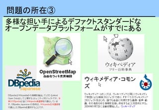 問題の所在③
多様な担い手によるデファクトスタンダードな
オープンデータプラットフォームがすでにある
 