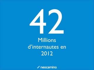 42Millions
d’internautes en
2012
 