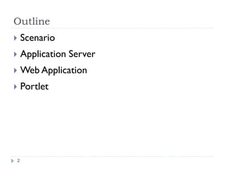 Outline
Scenario
Application Server
Web Application
Portlet
2