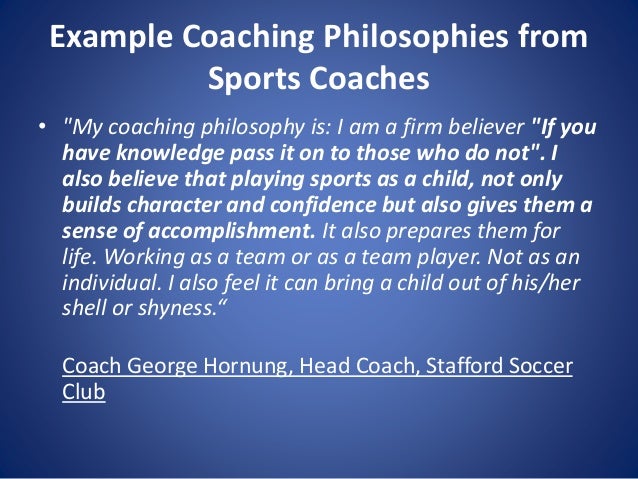 Personal Statement My Coaching Philosophy