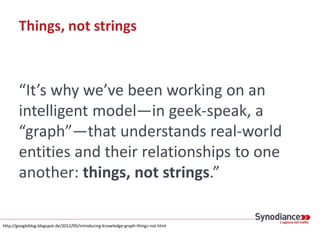Things, not strings
“It’s why we’ve been working on an
intelligent model—in geek-speak, a
“graph”—that understands real-wo...