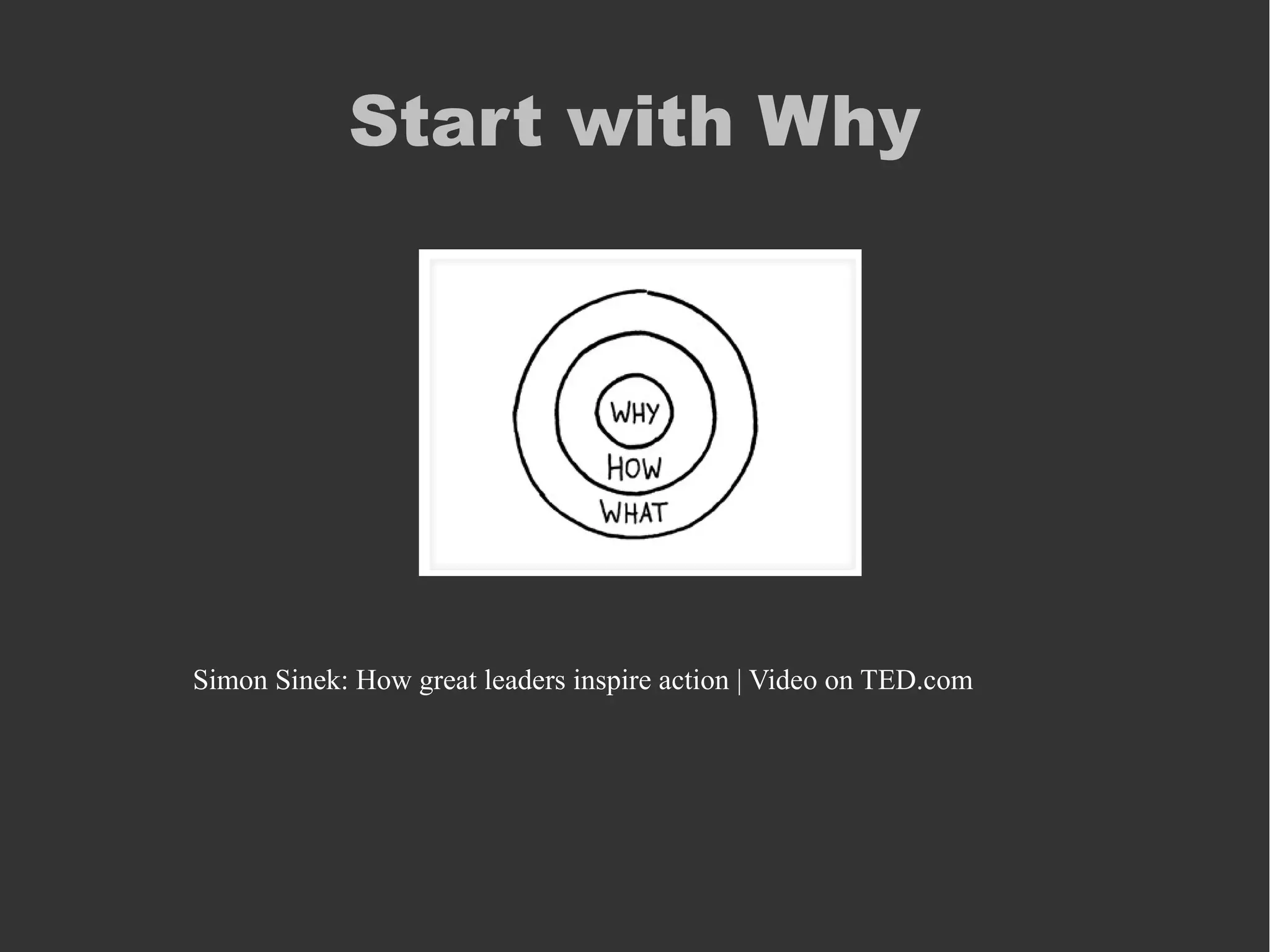 Start with Why
Simon Sinek: How great leaders inspire action | Video on TED.com
 