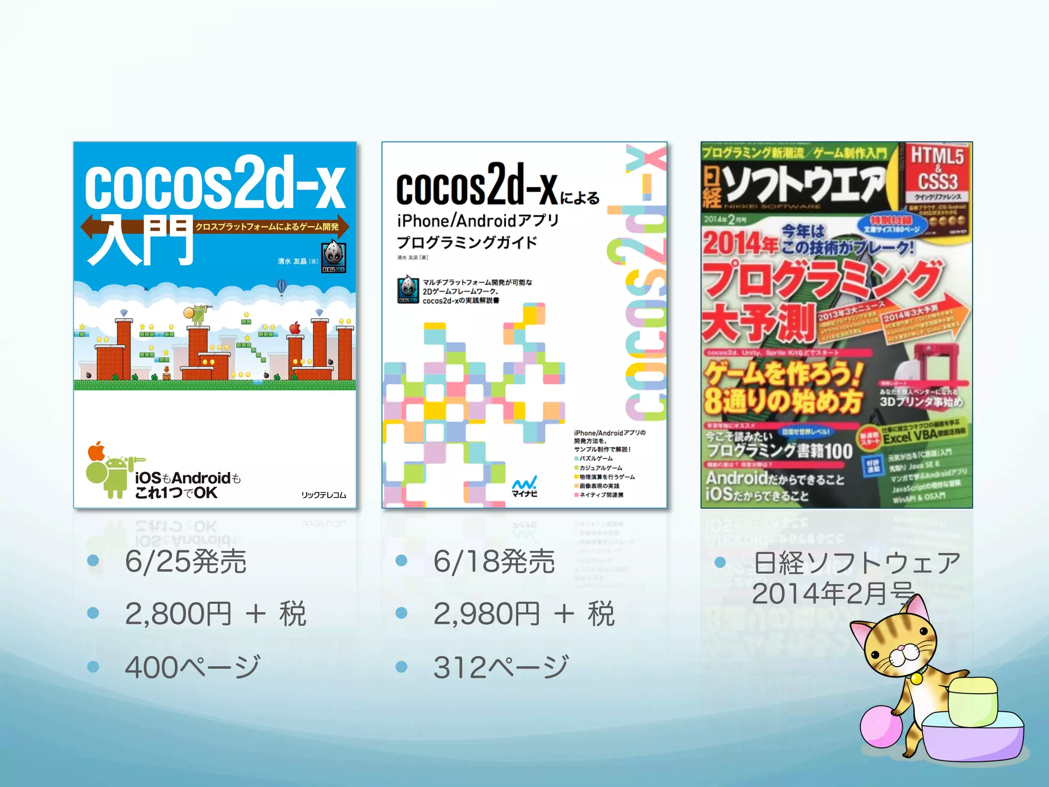 —  6/25発売
—  2,800円 ＋ 税
—  400ページ
—  6/18発売
—  2,980円 ＋ 税
—  312ページ
—  日経ソフトウェア
2014年2月号
 