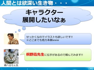 [30]
人間とは欲深い生き物・・・
桐野霞先生に伝手があるので頼んでみます!!
せっかくなのでイラストも欲しいです!!
※どこまでも他力本願www
キャラクター
展開したいなぁ
橘べるちぇ氏
 