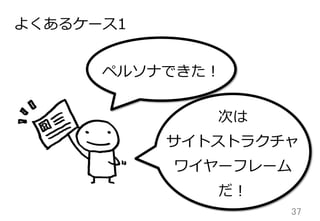 37	
よくあるケース1
ペルソナできた！
次は
サイトストラクチャ
ワイヤーフレーム
だ！
 