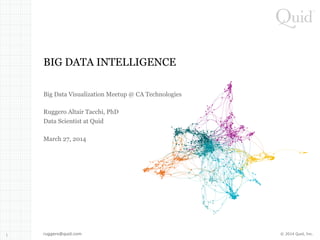 © 2014 Quid, Inc.1
Big Data Visualization Meetup @ CA Technologies
Ruggero Altair Tacchi, PhD
Data Scientist at Quid
March 27, 2014
BIG DATA INTELLIGENCE
ruggero@quid.com
 