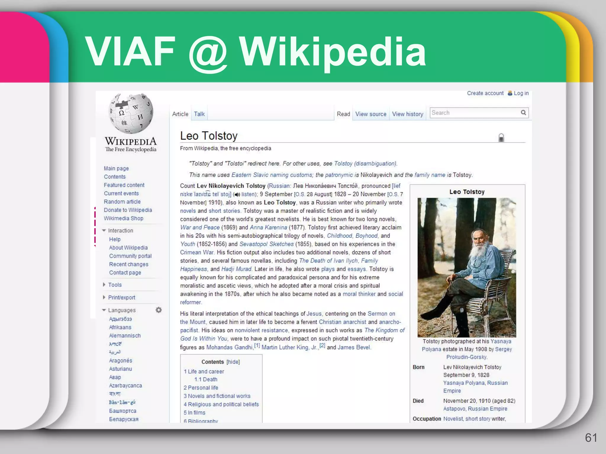 VIAF @ Wikipedia
61
 