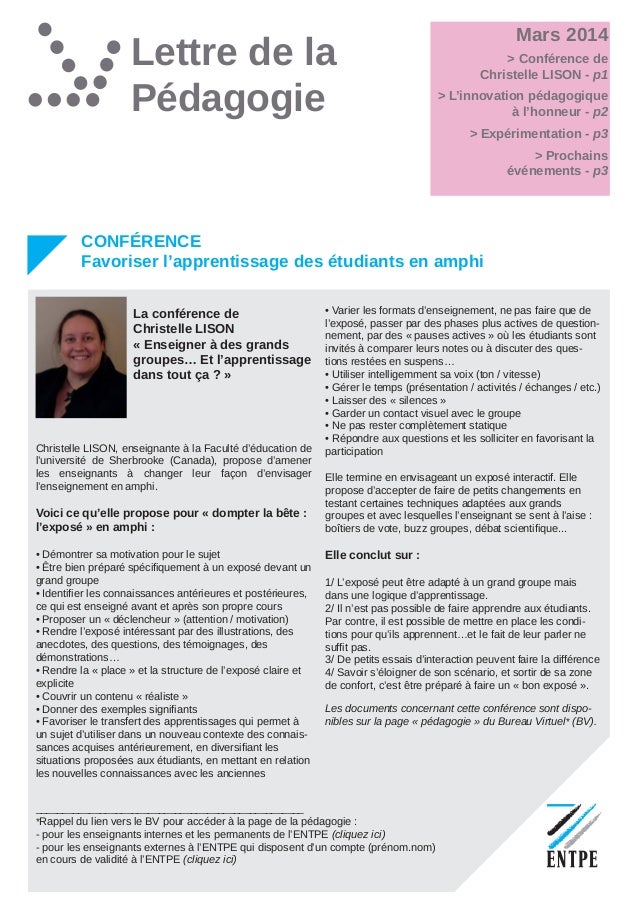 2014 03 Lettre De La Pedagogie Entpe