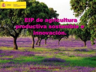 EIP de agricultura
productiva sostenible e
innovación.
Isabel Bombal, marzo 2014
 