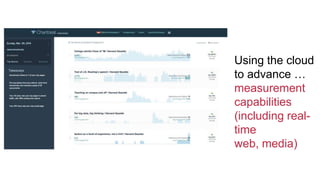 Using the cloud
to advance …
measurement
capabilities
(including real-
time
web, media)
 