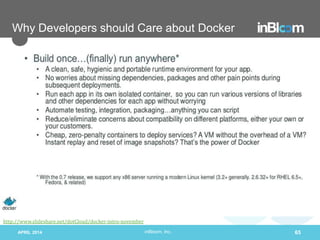inBloom, Inc.
Docker Ecosystem
APRIL 2014 65
http://www.slideshare.net/dotCloud/docker-intro-november
 