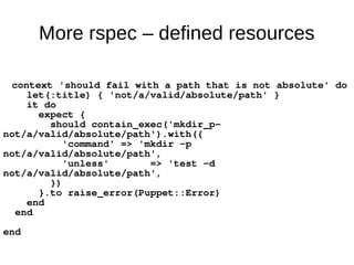 Puppet Camp Paris 2014: Test Driven Development | PDF
