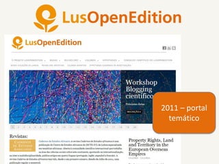 2011 – portal
temático
 