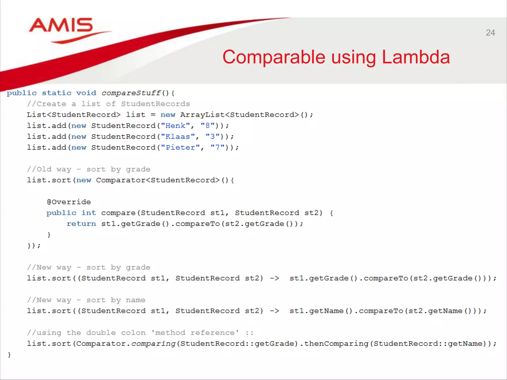 24 Comparable using Lambda 