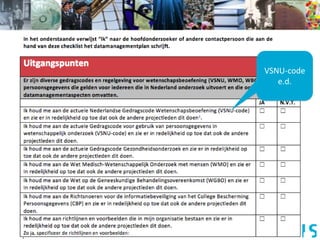 Uitgangspunten
VSNU-code
e.d.
 