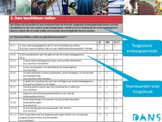 Data beschikbaar stellen - 1
Voorwaarden voor
hergebruik
Toegestane
embargoperiode
 