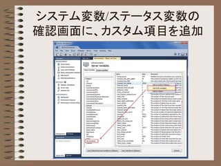 システム変数/ステータス変数の
確認画面に、カスタム項目を追加
 