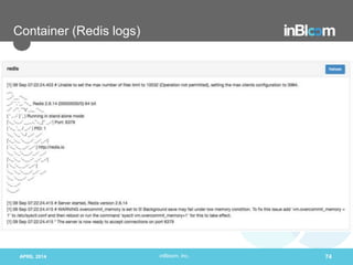inBloom, Inc.APRIL 2014 74
Container (Redis logs)
 