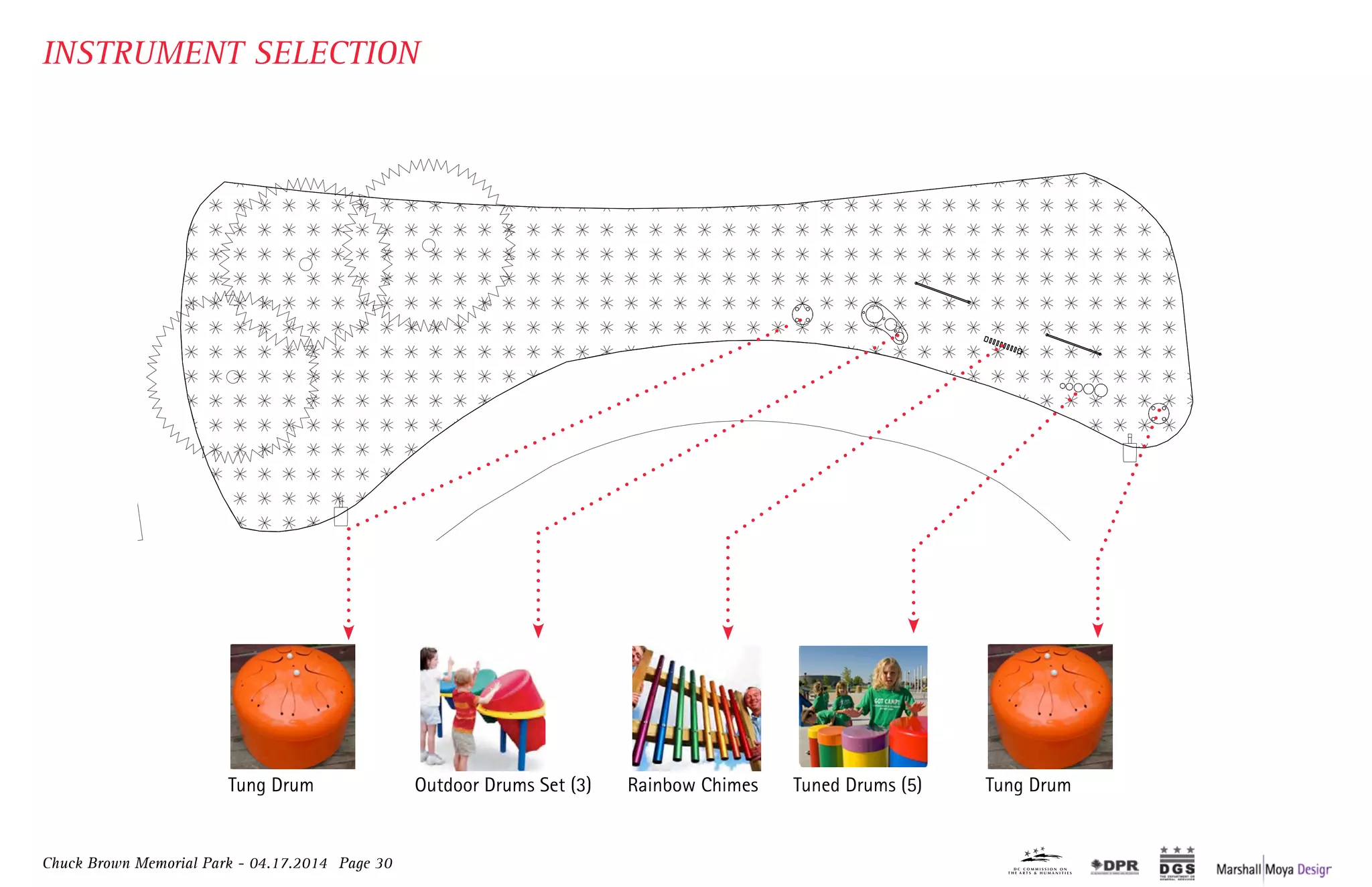 Chuck Brown Memorial Park - 04.17.2014 Page 30
Tung Drum Rainbow Chimes Tung DrumOutdoor Drums Set (3) Tuned Drums (5)
INSTRUMENT SELECTION
Chuck Brown Memorial Park - 01.30.2014
INSTRUMENT PLAZA
Julieta Guillermet
Subject: RE: ISTRUMENT SELECTION - Please confirm.
Tuned Drums
Price: $2,500.00
The five, tuned, drums in this set have a specially shaped resonating chamber to amplify
sound. The colored tops help the players to quickly associate a particular drum with its so
and this outdoor musical instrument is highly suitable for use in music therapy. There are
sizes available: standard or pre-school and the drums can be fixed at varying heights to
users. Drums are available in Primary Rainbow (pictured) or Green Drums with Molded C
four colors,Taupe,Moss Green, Blue and Yellow.
Two set of TUNED DRUMS
Giant Chimes
Price: $1,929.00
Rainbow ChimesTung Drum Tung DrumOutdoor Drums Set (3) Tuned Drums (5)
Julieta Guillermet
Subject: RE: ISTRUMENT SELECTION - Please confirm.
Tuned Drums
Price: $2,500.00
The five, tuned, drums in this set have a specially
sound. The colored tops help the players to quickly
and this outdoor musical instrument is highly suita
sizes available: standard or pre-school and the dru
users. Drums are available in Primary Rainbow (pic
four colors,Taupe,Moss Green, Blue and Yellow.
Two set of TUNED DRUMS
Giant Chimes
Price: $1,929.00
The Giant Chimes create a great focal point within
they produce a deeper, more resonant tone when s
Chimes, and children can experience the sensation
level. They therefore have a wide appeal and are a
Standing at up to 2.2m tall (above the ground) th
exciting.
Tung-Drum
Price: $999.00
Deep, rich sounds and colors characterize the Tung
They produce sounds so soft, deep and resonant th
This instrument can be sited outdoors or indoors a
with each drum. The mallets are tethered to the dr
are two sizes of Tung-Drum available; either 24" o
give a deep, lustrous, hard wearing finish and are
tanks. Please note that due to the recycled nature
imperfections in the underlying surface, we like to
instrument and hope that you think so too.
Two set of TUNED DRUMS
No virus found in this message.
Julieta Guillermet
Subject: RE: ISTRUMENT SELECTION - Please confirm.
Tuned Drums
Price: $2,500.00
The five, tuned, drums in this set have a specially shaped resonating chamber to amplify the
sound. The colored tops help the players to quickly associate a particular drum with its sound
and this outdoor musical instrument is highly suitable for use in music therapy. There are two
sizes available: standard or pre-school and the drums can be fixed at varying heights to suit the
users. Drums are available in Primary Rainbow (pictured) or Green Drums with Molded Caps in
four colors,Taupe,Moss Green, Blue and Yellow.
Two set of TUNED DRUMS
Giant Chimes
Price: $1,929.00
The Giant Chimes create a great focal point within a Sensory Area. Tuned to the notes CDEGAC,
they produce a deeper, more resonant tone when struck with your hand than the standard
Chimes, and children can experience the sensation of vibration at more than just a ‘hearing’
level. They therefore have a wide appeal and are a great inclusive addition to your sensory area.
Standing at up to 2.2m tall (above the ground) the Giant Chimes are both impressive and
exciting.
Tung-Drum
Price: $999.00
Deep, rich sounds and colors characterize the Tung-Drum (otherwise known as a Tongue Drum).
They produce sounds so soft, deep and resonant that you can feel them through the ground.
This instrument can be sited outdoors or indoors and is played with the four 'mallets' supplied
with each drum. The mallets are tethered to the drum with stainless steel braided cable. There
are two sizes of Tung-Drum available; either 24" or 30" diameter. They are powder coated to
give a deep, lustrous, hard wearing finish and are made from re-purposed (recycled) propane
tanks. Please note that due to the recycled nature of this product there may be some small
imperfections in the underlying surface, we like to think that these add to the 'character' of the
instrument and hope that you think so too.
Two set of TUNED DRUMS
No virus found in this message. Chuck Brown Memorial Park - 01.30.2014
INSTRUMENT PLAZA
Tung Drum Outdoor Drums Set (3)
Julieta Guillermet
Subject: RE: ISTRUMENT SELECTION - Please confirm.
Tuned Drums
Price: $2,500.00
The five, tuned, drums in this set have a specially s
sound. The colored tops help the players to quickly
and this outdoor musical instrument is highly suitab
sizes available: standard or pre-school and the drum
users. Drums are available in Primary Rainbow (pict
four colors,Taupe,Moss Green, Blue and Yellow.
Two set of TUNED DRUMS
Giant Chimes
Price: $1,929.00
The Giant Chimes create a great focal point within a
they produce a deeper, more resonant tone when s
Chimes, and children can experience the sensation
level. They therefore have a wide appeal and are a
Standing at up to 2.2m tall (above the ground) the
exciting.
Tung-Drum
Price: $999.00
Deep, rich sounds and colors characterize the Tung-
They produce sounds so soft, deep and resonant th
This instrument can be sited outdoors or indoors an
with each drum. The mallets are tethered to the dru
are two sizes of Tung-Drum available; either 24" or
give a deep, lustrous, hard wearing finish and are m
tanks. Please note that due to the recycled nature o
imperfections in the underlying surface, we like to t
instrument and hope that you think so too.
Two set of TUNED DRUMS
No virus found in this message.Chuck Brown Memorial Park - 01.30.2014
INSTRUMENT PLAZA
Julieta Guillermet
Subject: RE: ISTRUMENT SELECTION - Please confirm.
Tuned Drums
Price: $2,500.00
The five, tuned, drums in this set have a specially shaped resonating chamber to amplify
sound. The colored tops help the players to quickly associate a particular drum with its so
and this outdoor musical instrument is highly suitable for use in music therapy. There are
sizes available: standard or pre-school and the drums can be fixed at varying heights to s
users. Drums are available in Primary Rainbow (pictured) or Green Drums with Molded Ca
four colors,Taupe,Moss Green, Blue and Yellow.
Two set of TUNED DRUMS
Giant Chimes
Price: $1,929.00
Rainbow ChimesTung Drum Tung DrumOutdoor Drums Set (3) Tuned Drums (5)
Julieta Guillermet
Subject: RE: ISTRUMENT SELECTION - Please confirm.
Tuned Drums
Price: $2,500.00
The five, tuned, drums in this set have a specially s
sound. The colored tops help the players to quickly
and this outdoor musical instrument is highly suitab
sizes available: standard or pre-school and the drum
users. Drums are available in Primary Rainbow (pict
four colors,Taupe,Moss Green, Blue and Yellow.
Two set of TUNED DRUMS
Giant Chimes
Price: $1,929.00
The Giant Chimes create a great focal point within a
they produce a deeper, more resonant tone when s
Chimes, and children can experience the sensation
level. They therefore have a wide appeal and are a
Standing at up to 2.2m tall (above the ground) the
exciting.
Tung-Drum
Price: $999.00
Deep, rich sounds and colors characterize the Tung-
They produce sounds so soft, deep and resonant th
This instrument can be sited outdoors or indoors an
with each drum. The mallets are tethered to the dru
are two sizes of Tung-Drum available; either 24" or
give a deep, lustrous, hard wearing finish and are m
tanks. Please note that due to the recycled nature o
imperfections in the underlying surface, we like to t
instrument and hope that you think so too.
Two set of TUNED DRUMS
No virus found in this message.
Checked by AVG - www.avg.com
Julieta Guillermet
Subject: RE: ISTRUMENT SELECTION - Please confirm.
Tuned Drums
Price: $2,500.00
The five, tuned, drums in this set have a specially shaped resonating chamber to amplify the
sound. The colored tops help the players to quickly associate a particular drum with its sound
and this outdoor musical instrument is highly suitable for use in music therapy. There are two
sizes available: standard or pre-school and the drums can be fixed at varying heights to suit the
users. Drums are available in Primary Rainbow (pictured) or Green Drums with Molded Caps in
four colors,Taupe,Moss Green, Blue and Yellow.
Two set of TUNED DRUMS
Giant Chimes
Price: $1,929.00
The Giant Chimes create a great focal point within a Sensory Area. Tuned to the notes CDEGAC,
they produce a deeper, more resonant tone when struck with your hand than the standard
Chimes, and children can experience the sensation of vibration at more than just a ‘hearing’
level. They therefore have a wide appeal and are a great inclusive addition to your sensory area.
Standing at up to 2.2m tall (above the ground) the Giant Chimes are both impressive and
exciting.
Tung-Drum
Price: $999.00
Deep, rich sounds and colors characterize the Tung-Drum (otherwise known as a Tongue Drum).
They produce sounds so soft, deep and resonant that you can feel them through the ground.
This instrument can be sited outdoors or indoors and is played with the four 'mallets' supplied
with each drum. The mallets are tethered to the drum with stainless steel braided cable. There
are two sizes of Tung-Drum available; either 24" or 30" diameter. They are powder coated to
give a deep, lustrous, hard wearing finish and are made from re-purposed (recycled) propane
tanks. Please note that due to the recycled nature of this product there may be some small
imperfections in the underlying surface, we like to think that these add to the 'character' of the
instrument and hope that you think so too.
Two set of TUNED DRUMS
No virus found in this message.Chuck Brown Memorial Park - 01.30.2014
INSTRUMENT PLAZA
Julieta Guillermet
Subject: RE: ISTRUMENT SELECTION - Please confirm.
Tuned Drums
Price: $2,500.00
The five, tuned, drums in this set have a specially shaped resonating chamber to amplify
sound. The colored tops help the players to quickly associate a particular drum with its so
and this outdoor musical instrument is highly suitable for use in music therapy. There are
sizes available: standard or pre-school and the drums can be fixed at varying heights to
users. Drums are available in Primary Rainbow (pictured) or Green Drums with Molded C
four colors,Taupe,Moss Green, Blue and Yellow.
Two set of TUNED DRUMS
Giant Chimes
Price: $1,929.00
Rainbow ChimesTung Drum Tung DrumOutdoor Drums Set (3) Tuned Drums (5)
Julieta Guillermet
Subject: RE: ISTRUMENT SELECTION - Please confirm.
Tuned Drums
Price: $2,500.00
The five, tuned, drums in this set have a specially
sound. The colored tops help the players to quickly
and this outdoor musical instrument is highly suita
sizes available: standard or pre-school and the dru
users. Drums are available in Primary Rainbow (pic
four colors,Taupe,Moss Green, Blue and Yellow.
Two set of TUNED DRUMS
Giant Chimes
Price: $1,929.00
The Giant Chimes create a great focal point within
they produce a deeper, more resonant tone when s
Chimes, and children can experience the sensation
level. They therefore have a wide appeal and are a
Standing at up to 2.2m tall (above the ground) th
exciting.
Tung-Drum
Price: $999.00
Deep, rich sounds and colors characterize the Tung
They produce sounds so soft, deep and resonant th
This instrument can be sited outdoors or indoors a
with each drum. The mallets are tethered to the dr
are two sizes of Tung-Drum available; either 24" o
give a deep, lustrous, hard wearing finish and are m
tanks. Please note that due to the recycled nature
imperfections in the underlying surface, we like to
instrument and hope that you think so too.
Two set of TUNED DRUMS
No virus found in this message.
Julieta Guillermet
Subject: RE: ISTRUMENT SELECTION - Please confirm.
Tuned Drums
Price: $2,500.00
The five, tuned, drums in this set have a specially shaped resonating chamber to amplify the
sound. The colored tops help the players to quickly associate a particular drum with its sound
and this outdoor musical instrument is highly suitable for use in music therapy. There are two
sizes available: standard or pre-school and the drums can be fixed at varying heights to suit the
users. Drums are available in Primary Rainbow (pictured) or Green Drums with Molded Caps in
four colors,Taupe,Moss Green, Blue and Yellow.
Two set of TUNED DRUMS
Giant Chimes
Price: $1,929.00
The Giant Chimes create a great focal point within a Sensory Area. Tuned to the notes CDEGAC,
they produce a deeper, more resonant tone when struck with your hand than the standard
Chimes, and children can experience the sensation of vibration at more than just a ‘hearing’
level. They therefore have a wide appeal and are a great inclusive addition to your sensory area.
Standing at up to 2.2m tall (above the ground) the Giant Chimes are both impressive and
exciting.
Tung-Drum
Price: $999.00
Deep, rich sounds and colors characterize the Tung-Drum (otherwise known as a Tongue Drum).
They produce sounds so soft, deep and resonant that you can feel them through the ground.
This instrument can be sited outdoors or indoors and is played with the four 'mallets' supplied
with each drum. The mallets are tethered to the drum with stainless steel braided cable. There
are two sizes of Tung-Drum available; either 24" or 30" diameter. They are powder coated to
give a deep, lustrous, hard wearing finish and are made from re-purposed (recycled) propane
tanks. Please note that due to the recycled nature of this product there may be some small
imperfections in the underlying surface, we like to think that these add to the 'character' of the
instrument and hope that you think so too.
Two set of TUNED DRUMS
No virus found in this message.Chuck Brown Memorial Park - 01.30.2014
INSTRUMENT PLAZA
Julieta Guillermet
Subject: RE: ISTRUMENT SELECTION - Please confirm.
Tuned Drums
Price: $2,500.00
The five, tuned, drums in this set have a specially shaped resonating chamber to amplify
sound. The colored tops help the players to quickly associate a particular drum with its so
and this outdoor musical instrument is highly suitable for use in music therapy. There are
sizes available: standard or pre-school and the drums can be fixed at varying heights to s
users. Drums are available in Primary Rainbow (pictured) or Green Drums with Molded C
four colors,Taupe,Moss Green, Blue and Yellow.
Two set of TUNED DRUMS
Giant Chimes
Price: $1,929.00
Rainbow ChimesTung Drum Tung DrumOutdoor Drums Set (3) Tuned Drums (5)
Julieta Guillermet
Subject: RE: ISTRUMENT SELECTION - Please confirm.
Tuned Drums
Price: $2,500.00
The five, tuned, drums in this set have a specially s
sound. The colored tops help the players to quickly
and this outdoor musical instrument is highly suita
sizes available: standard or pre-school and the dru
users. Drums are available in Primary Rainbow (pic
four colors,Taupe,Moss Green, Blue and Yellow.
Two set of TUNED DRUMS
Giant Chimes
Price: $1,929.00
The Giant Chimes create a great focal point within
they produce a deeper, more resonant tone when s
Chimes, and children can experience the sensation
level. They therefore have a wide appeal and are a
Standing at up to 2.2m tall (above the ground) the
exciting.
Tung-Drum
Price: $999.00
Deep, rich sounds and colors characterize the Tung
They produce sounds so soft, deep and resonant th
This instrument can be sited outdoors or indoors an
with each drum. The mallets are tethered to the dr
are two sizes of Tung-Drum available; either 24" o
give a deep, lustrous, hard wearing finish and are m
tanks. Please note that due to the recycled nature
imperfections in the underlying surface, we like to
instrument and hope that you think so too.
Two set of TUNED DRUMS
No virus found in this message.
Julieta Guillermet
Subject: RE: ISTRUMENT SELECTION - Please confirm.
Tuned Drums
Price: $2,500.00
The five, tuned, drums in this set have a specially shaped resonating chamber to amplify the
sound. The colored tops help the players to quickly associate a particular drum with its sound
and this outdoor musical instrument is highly suitable for use in music therapy. There are two
sizes available: standard or pre-school and the drums can be fixed at varying heights to suit the
users. Drums are available in Primary Rainbow (pictured) or Green Drums with Molded Caps in
four colors,Taupe,Moss Green, Blue and Yellow.
Two set of TUNED DRUMS
Giant Chimes
Price: $1,929.00
The Giant Chimes create a great focal point within a Sensory Area. Tuned to the notes CDEGAC,
they produce a deeper, more resonant tone when struck with your hand than the standard
Chimes, and children can experience the sensation of vibration at more than just a ‘hearing’
level. They therefore have a wide appeal and are a great inclusive addition to your sensory area.
Standing at up to 2.2m tall (above the ground) the Giant Chimes are both impressive and
exciting.
Tung-Drum
Price: $999.00
Deep, rich sounds and colors characterize the Tung-Drum (otherwise known as a Tongue Drum).
They produce sounds so soft, deep and resonant that you can feel them through the ground.
This instrument can be sited outdoors or indoors and is played with the four 'mallets' supplied
with each drum. The mallets are tethered to the drum with stainless steel braided cable. There
are two sizes of Tung-Drum available; either 24" or 30" diameter. They are powder coated to
give a deep, lustrous, hard wearing finish and are made from re-purposed (recycled) propane
tanks. Please note that due to the recycled nature of this product there may be some small
imperfections in the underlying surface, we like to think that these add to the 'character' of the
instrument and hope that you think so too.
Two set of TUNED DRUMS
No virus found in this message.
 