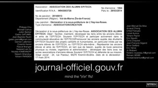 journal-ofﬁciel.gouv.fr
mind the "rn" ffs!
Philippe Chiu
Mickael Camus
Julien Barbier
Cedric GATUMEL
Jean-Baptiste Raulin
gielen.pierre@gmail.com
Damien Lallement
Corentin Kerisit
Pascal Brangier
Gaspard van Ko
Nicolas KAMENNOFF
Nassim Ghandour
Yohann PARISIEN
Jean-Manuel Da Silva
Arnaud Chong
Chloé Français
Lionel Auroux
Yohann Payrot
Eric Gaudin
Chris Chaulvet
Jean-François Gigand
Brice Gaillard
Eric Herve
Jc Brabant
frederic.rousseau.fr@gmail.com
Romain HENRI
mickael.laventure@gmail.com
 