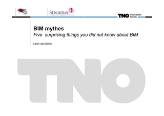 BIM mythes
Five surprising things you did not know about BIM
Léon van Berlo
 