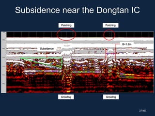 Subsidence near the Dongtan IC
Patching
Subsidence
B=1.2m
Grouting
Patching
Grouting
37/45
 