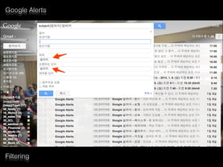 Google Alerts
Filtering
 