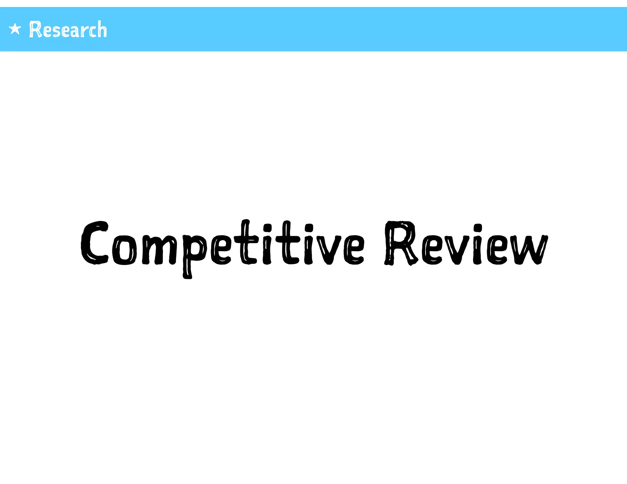Competitive Review
1 Research
 
