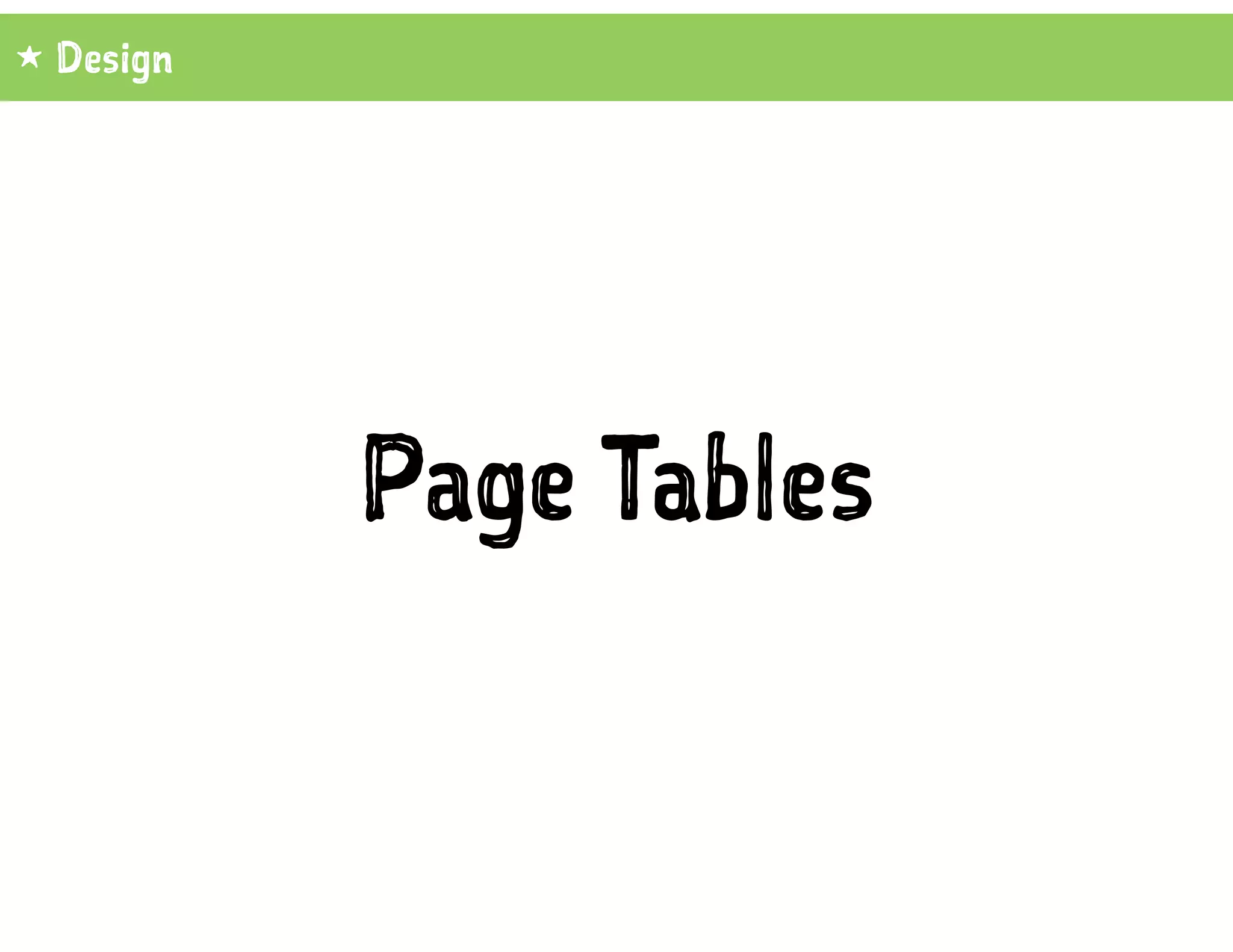 Page Tables
1 Design
 