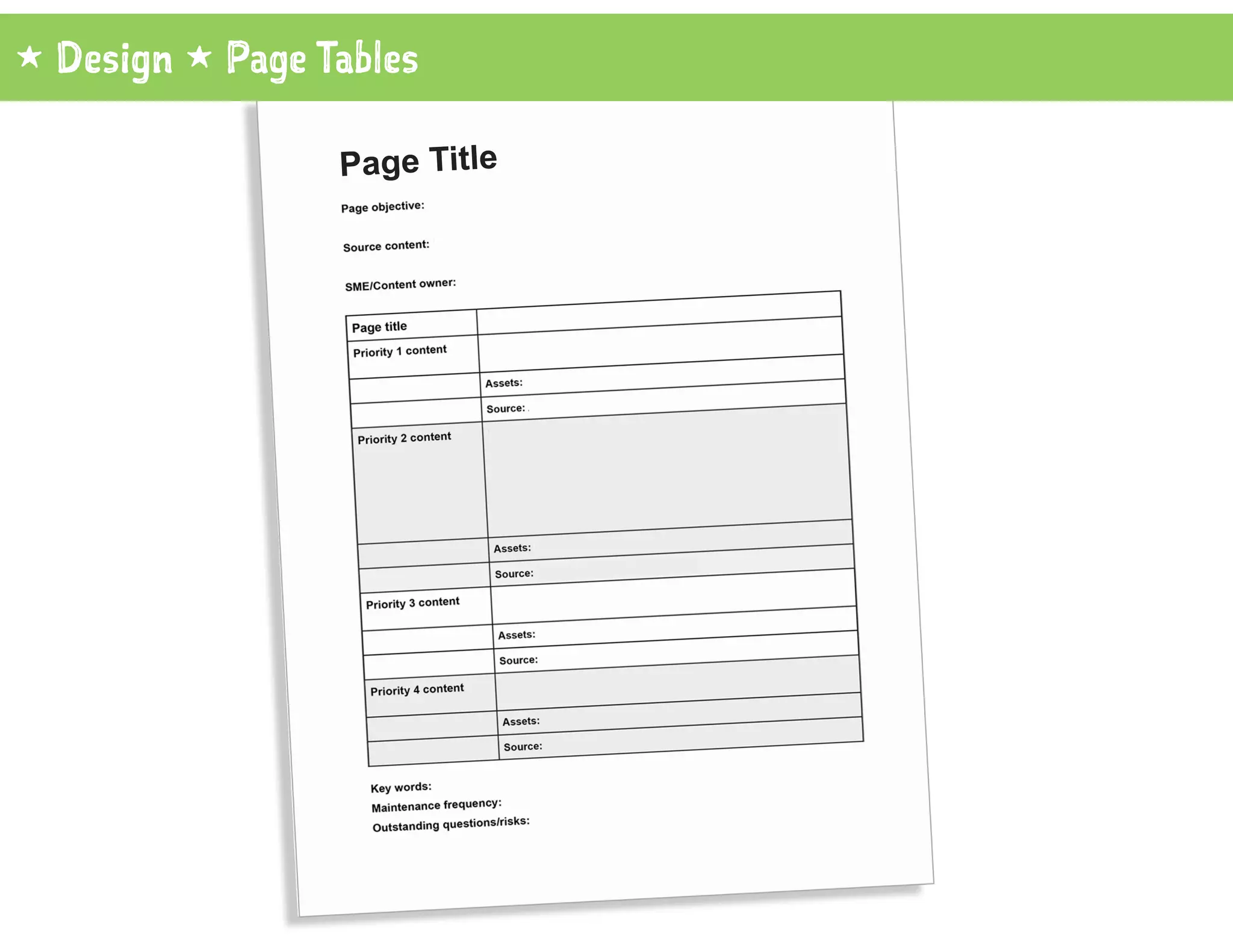 1 Design 1 Page Tables
Page Title
 