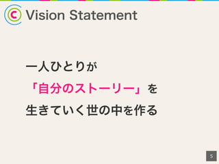Vision Statement
一人ひとりが
「自分のストーリー」を
生きていく世の中を作る
5
 