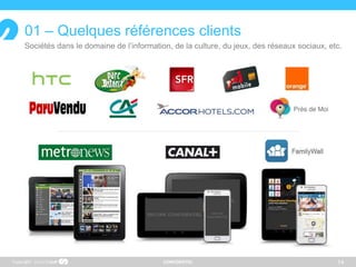 CONFIDENTIEL 14Copyright
Sociétés dans le domaine de l’information, de la culture, du jeux, des réseaux sociaux, etc.
01 – Quelques références clients
 
