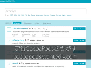 定番CocoaPodsをさがす
cocoapods.wantedly.com
 