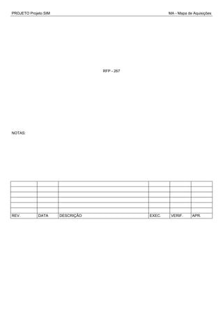 PROJETO Projeto SIM MA - Mapa de Aquisições
RFP - 267
NOTAS:
REV. DATA DESCRIÇÃO EXEC. VERIF. APR.
 