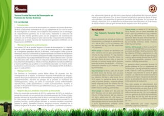 34 35
Tercera Prueba Nacional de Desempeño en
Pastoreo de Toretes Brahman
C.I. La Libertad
•	 Introducción.
La tercera prueba nacional de desempeño en pastoreo de toretes Brahman,
se llevó a cabo entre noviembre de 2012 y septiembre de 2013 en el centro
de investigación la Libertad, con el objetivo de contribuir con la estrategia
de mejoramiento genético en la raza Cebú, mediante la selección de
toros de alto merito genético para uso en programas de inseminación
artificial, con el fin de apoyar el plan nacional de <mejoramiento Genético,
liderado por la Unión nacional de Asociaciones ganadera (UNAGA) con la
financiación del MADR.
•	 Manejo del pastoreo y alimentación
Los toretes (37) de la prueba llegaron al Centro de Investigación La Libertad,
entre el 29 de noviembre de 2012 y el 3 de diciembre de 2013, procedentes
de 16 empresas ganaderas del país, 8 del Meta, 5 de la región Caribe, y una de
Antioquia,AraucayCundinamarca,respectivamente.Lostoretesseubicaronen
unáreade23.9hasenunsistemasilvopastorilradialconperíodosdeocupación
decadapotrerosegúndisponibilidaddeforrajeyépocadelañoentre1y7días
y de descanso entre 30 y 37 días, en rotaciones de Brachiaria decumbens (9.08
has), Brachiaria brizantha cv. Toledo (7.55 has), Brachiaria humidicola (4.04 has)
y Grama (3.24 has). Las praderas se encontraban asociadas con Arachis pintoi.
Los bovinos tuvieron acceso a voluntad de sal mineralizada del 6% de fósforo y
agua en cada potrero.
•	 Manejo Sanitario
Los bovinos se vacunaron contra fiebre aftosa de acuerdo con los
cronogramas de la región. Se tomaron muestras individuales de sangre y
materia fecal para evaluación de enfermedades reproductivas y parásitos
gastrointestinales. Durante los pesajes de la prueba se realizaron las
vermifugaciones, baños, así como la vacunación contra enfermedades
reproductivas, contra Clostridiosis y contra la Pasteurelosis. Durante la
prueba se descartaron 7 bovinos por diferentes causas, por lo que al final se
evaluaron 30 toros.
•	 Registro de peso, medidas corporales y ultrasonido
Entre los meses de noviembre de 2012 y septiembre de 2013 se realizó un
pesaje de entrada con un período de acostumbramiento de 70 días y cinco
pesajes oficiales de la prueba cada 56 días a partir del 9 de febrero de 2013.
En cada pesaje oficial se registró además la circunferencia escrotal. En el
primero, tercero y quinto pesajes oficiales, se tomaron medidas corporales
(alzada la pelvis, perímetro torácico, longitud corporal, amplitud de la
cadera, longitud de la pelvis, amplitud de isquiones y condición corporal) y
por ultrasonido (área de ojo del lomo, grasa dorsal, profundidad del músculo glúteo
medio y grasa del anca). Con el peso corporal se calculó la ganancia diaria de peso
entre pesajes y se determinó la ganancia promedio de la prueba. En los meses de
febrero y marzo de 2014 se realizaron las evaluaciones reproductivas y el 29 de marzo
de 2014 se llevó a cabo el gran remate de los mejores toros de la prueba.
Resultados
•	 Peso Corporal y Ganancia Diaria de
Peso
El peso promedio de entrada al Centro de
Investigación La Libertad en noviembre de
2012 fue de 309, 2 ± 27,8 kg. (mínimo: 240
kg.; máximo: 360 kg.), con una edad entre
14 y 16 meses.
Primer pesaje: se realizó el 9 de febrero de
2013 (verano) con un peso promedio de
359,9 ± 25,5 kg. (mínimo: 313 kg.; máximo:
421 kg.) y edad entre 16,3 y 18,4 meses. La
ganancia diaria de peso entre el peso de
entrada y el primer pesaje oficial (primera
parte del verano), fue de 0,691 ± 0,205 kg./
animal/día (mínima: 0,375; máxima: 1,154
kg./animal/día).
Segundo pesaje: se llevó a cabo el 6 de abril
de 2013 (inicio de lluvias), con un peso
promedio de 390,8 ± 23,6 kg. (mínimo: 341
kg., máximo: 443 kg.) y edad entre 18,1 y
20,2 meses. La ganancia diaria de peso
entre el primer pesaje y segundo pesaje
oficial (segunda parte del verano) fue de
0,563 ± 0,187 kg./animal/día (mínima:
0,089; máxima: 0,982 kg./animal/día).
Tercer pesaje: se realizó el 1 de junio de
2013 (lluvias), con un peso promedio de
436,8 ± 27.8 kg (mínimo: 380 kg.; máximo:
492 kg.) y edad entre 20 a 22 meses. La
ganancia diaria de peso entre el segundo y
tercer pesaje (inicio de lluvias) fue de 0.829
± 0.171 kg/animal/día (mínima: 0,410,
Máxima: 1,142 kg./animal/día).
Cuarto pesaje: se realizó el 27 de julio de
2013 (lluvias) con un peso promedio de
470,8 ± 29,3 Kg. (mínimo: 411 Kg.; máximo:
526 Kg.) y edad entre 22 y 24 meses. La
ganancia diaria de peso entre el tercero y
cuarto pesaje (lluvias) fue de 0,612 ± 0,154
Kg./animal/día (mínima: 0,303, máxima:
0,982 Kg./animal/día).
Quinto y último pesaje: se llevó a cabo el 21
deseptiembrede2013(lluvias)conunpeso
promedio de 516,3 ± 32,8 Kg. (mínimo: 443
Kg.; Máximo: 574 Kg.) y edad entre 24 a 26
meses. La ganancia diaria de peso entre el
cuarto y quinto pesaje (lluvias) fue de 0,772
± 0,130 Kg./animal/día (mínima: 0,464;
máxima: 0,982 Kg./animal/día).
La ganancia diaria promedio durante la
prueba (febrero de 2013 a septiembre de
2013 fue de 0,708 Kg./animal/día (mínima:
0,496; máxima: 0,862 Kg./animal/día). En
la Figura 3 se presenta la curva de peso
corporal y la edad de los toretes durante la
pruebayenlaFigura4lagananciadiariade
peso y la precipitación pluvial acumulada
entre períodos de evaluación.
Para esta prueba se seleccionaron dos
toros elite, el primero con una ganancia de
0,862 Kg./animal/día, un peso final de 522
Kg., área de ojo del lomo de 67,7 cm2 y un
índice total de toro de 116,1 y el segundo
con una ganancia de 0,826 Kg./animal/día,
un peso final de 554 Kg., área de ojo del
lomo de 72,4 cm2 y un índice total de toro
de 114,1.
Texto elaborado por César Augusto
Jaramillo, Corpoica La libertad.
34
 