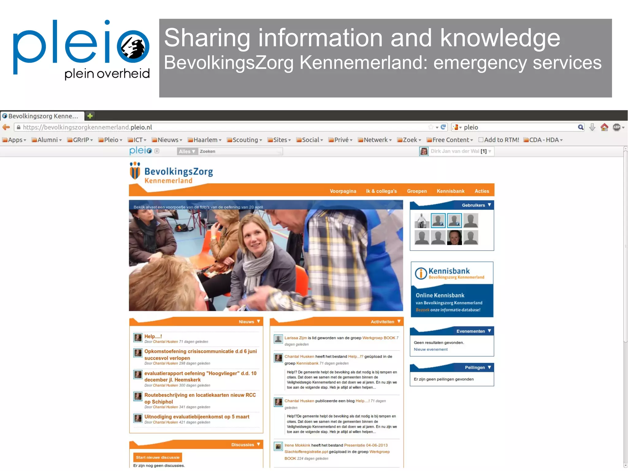 Sharing information and knowledge
BevolkingsZorg Kennemerland: emergency services