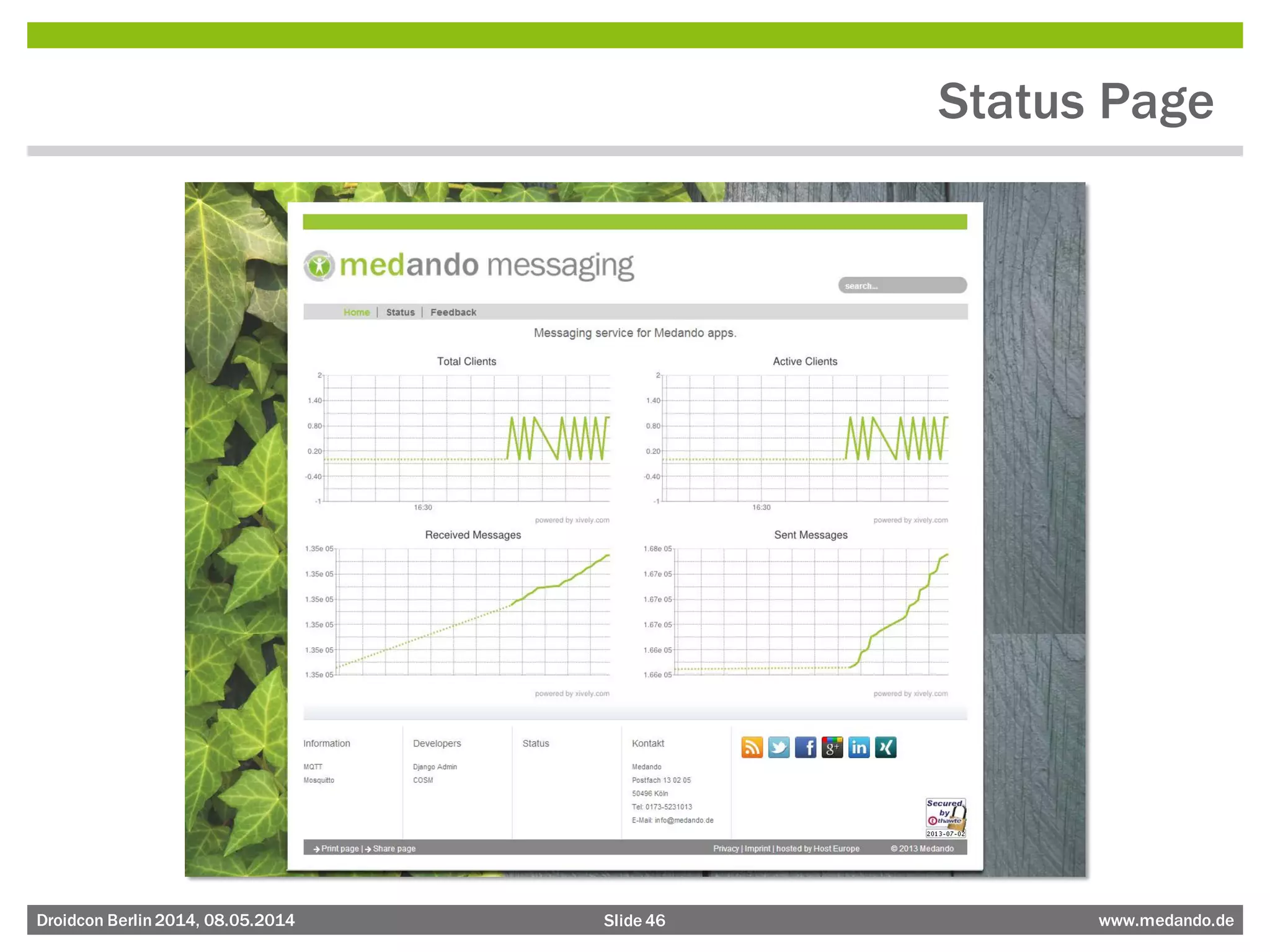 Slide 46 www.medando.deDroidcon Berlin2014, 08.05.2014
Status Page
 