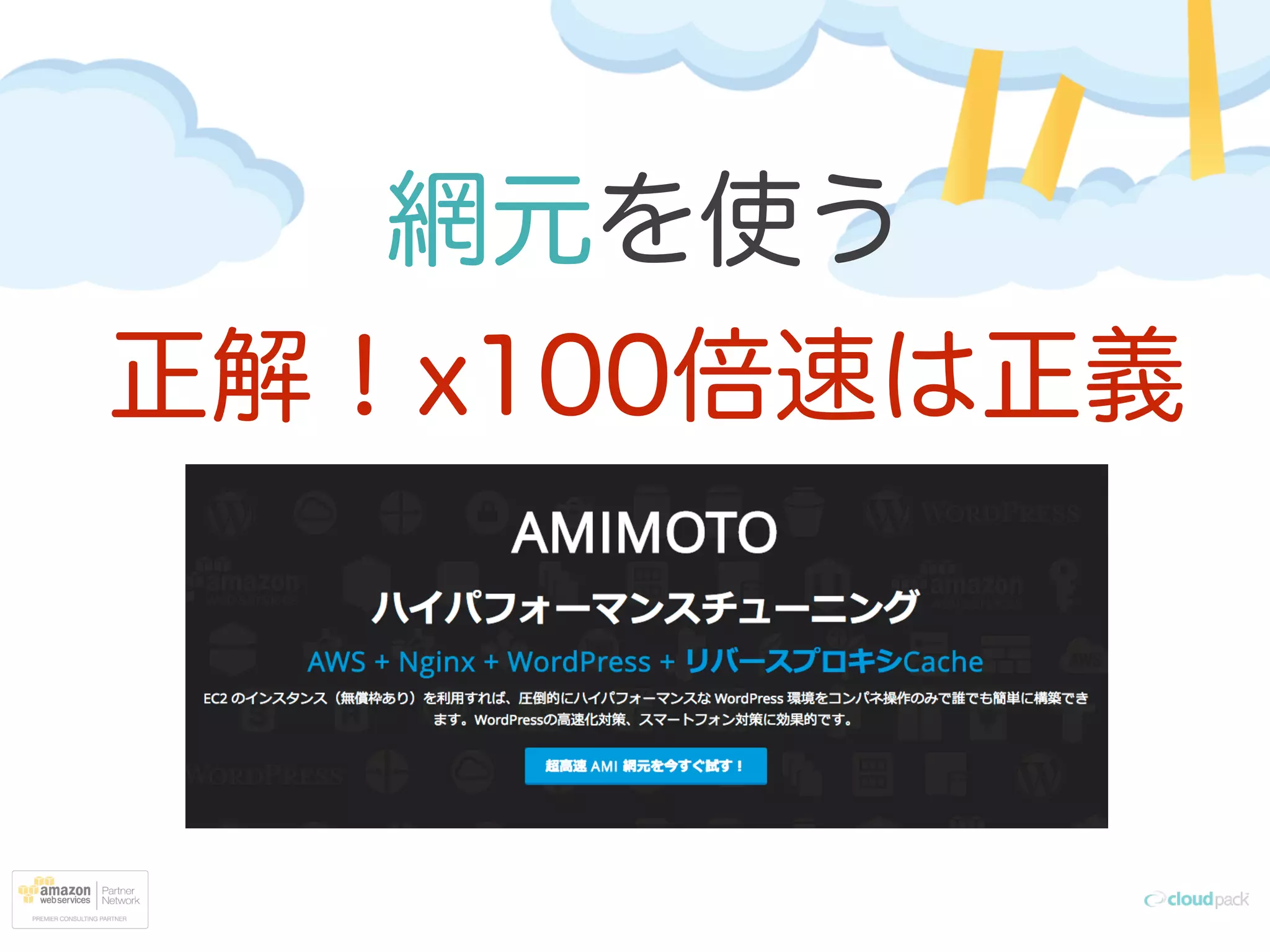 網元を使う
正解！x100倍速は正義
 