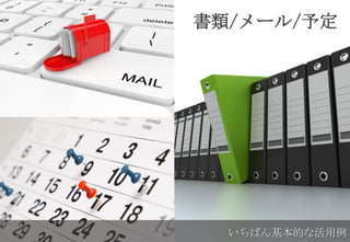 いちばん基本的な活用例
書類/メール/予定
 