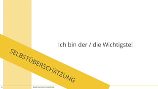 BERATUNG JUDITH ANDRESEN MIT VOLLGAS AN DIE WAND
Ich bin der / die Wichtigste!
18
SELBSTÜBERSCHÄTZUNG
 