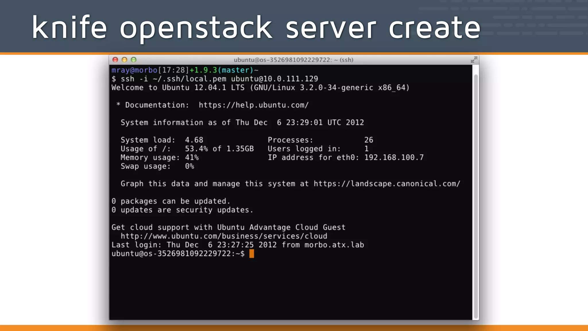 knife openstack server create
 