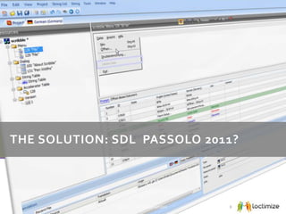 THE SOLUTION: SDL PASSOLO 2011?
© 2013 Loctimize GmbH 8
 
