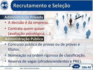 Administração Privada
Administração Pública
19/05/2014 Adm. Flávio Cardozo de Abreu 21
 